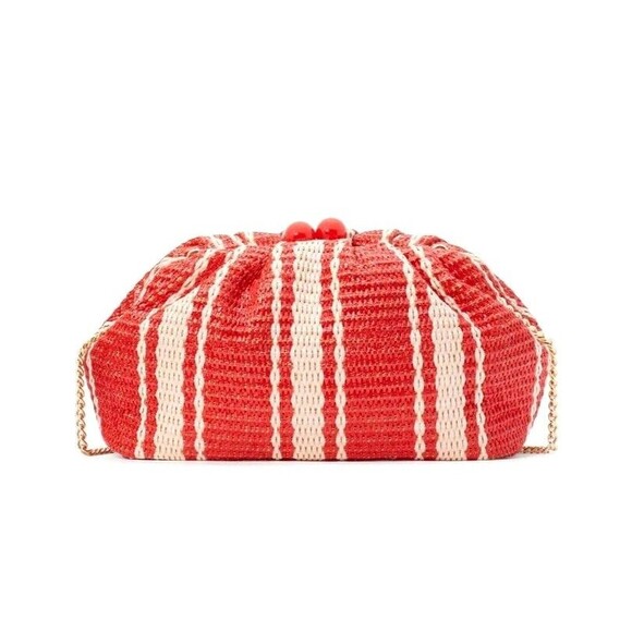 New Kate Spade Scrunchy Convertible Clutch Heirloom Straw - Picture 2 of 6